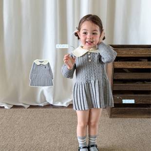 ZheLi Children's Clothing Girls' Long-Sleeve Dress Autumn New College Style Children's Knit Dress Class A Baby Girl Dress