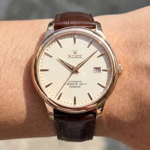2026 New Rolex Men's Watch Fully Automatic Mechanical Watch Skeleton Design Genuine Leather Diamond-Encrusted Wristwatch