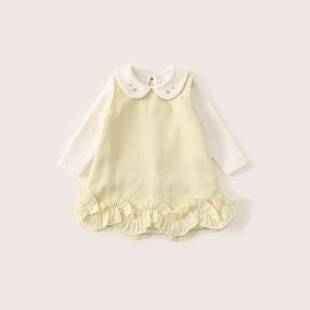 Infant Vest Dress for Girls, Autumn Lace Two-Piece Set, Birthday Dress, Baby Suspender Dress