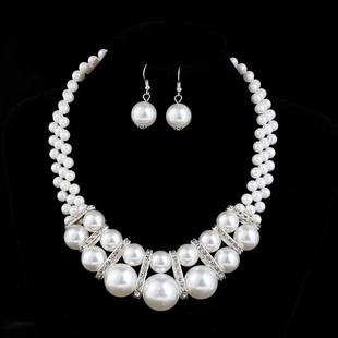 Japanese and Korean Fashion Bride Imitation Pearl Necklace Earrings Set Women's Short All-match Elegant Decorative Collarbone Chain Accessories
