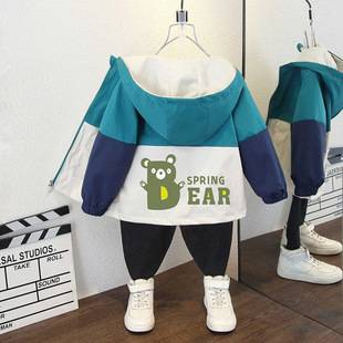 Children's Coat Spring and Autumn 2025 New Boys' Thin Spring Jacket Men's Baby's Hooded Color-blocking Jacket Top