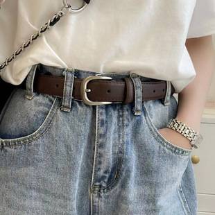 Niche design texture super good belt student retro all-match simple jeans with ladies belt decoration durable