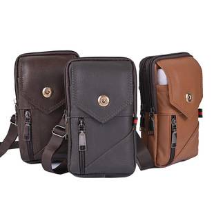 Retro Genuine Leather Waist Bag, Lightweight Single-Shoulder Phone Bag, Men's Belt Coin Purse, Vertical Style Cowhide Single-Shoulder Small Backpack