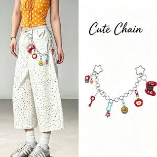 New Y2K Millennium Video Game Chain Belt Cartoon Apple Game Controller Decorative Pants Chain