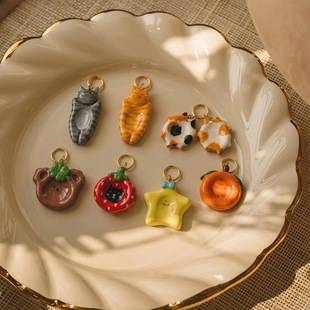 European and American Popular Chubby Cat, Bear, Strawberry, Star, Persimmon Pendant 2026 New DIY Pendant Jewelry Accessories 18K