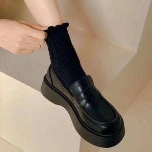 Korean Style Loafers for Women 2026 New Thick-Soled Platform Shoes Japanese Style Jk British Style Small Leather Shoes Slip-On Women's Shoes