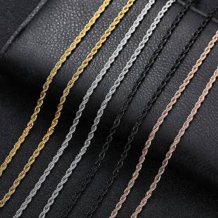 European and American Hip-Hop Plain Chain Titanium Steel Accessories Necklace Stainless Steel Twist Chain 3Mm5Mm Multi-Size Stainless Steel Chain