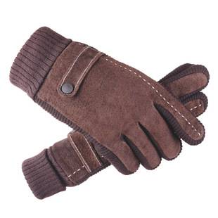 Pigskin gloves men's cycling motorcycle cold warm factory gloves wholesale winter thick fleece-lined warm winter