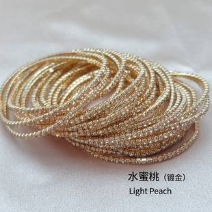2mm Claw Chain Single Row S6 Rhinestone Thin Bracelet Elastic Bracelet Tennis Bracelet Cross-Border Gold-Plated Bracelet Manufacturer Wholesale