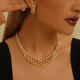Dubai Arabian Bride Wedding Necklace Earrings African Jewelry Set High-End Luxury for Women