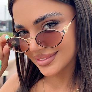 Cross-Border Oval Hollow Sunglasses 2024 New European and American Sunglasses Cross-Border Fashion Sexy Retro Sunglasses Concave