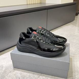 Ready to ship, immediate dispatch: Americas Cup P-brand men's shoes, featuring a glossy leather upper, breathable mesh lining, and a stylish, casual, and sporty design