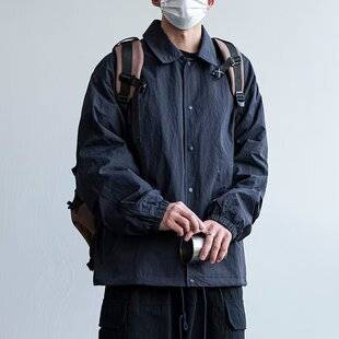 Solid Color Workwear Jacket for Men, Spring and Autumn Trendy Ins-Style Casual Outerwear, Loose Fit, Versatile High Street Style, Cool and Stylish Top