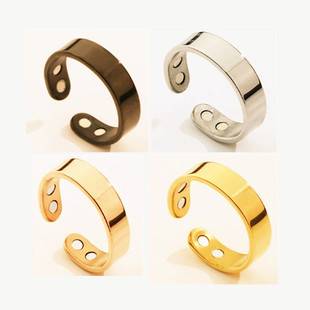 Cross-border explosions stainless steel magnet ring magnetic opening stop snoring ring double magnetic health fashion bracelet
