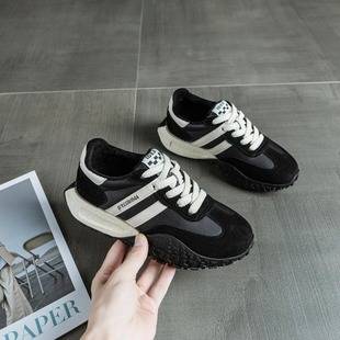 Lightweight Waffle-Style Thick-Soled European Dad Shoes for Women, 2026 New Model, Autumn Fleece-Lined Sneakers for Women