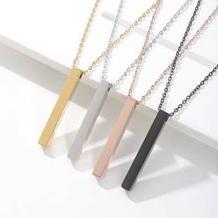 Stainless Steel Wishing Cube Column Cross-Border Laser Material Advertising Gift Gift Engraving Three-Dimensional Long Necklace Pendant