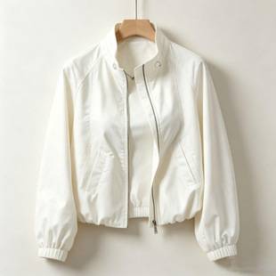 New stand-collar windbreaker jacket for women, spring and autumn new style, popular thin casual jacket for petite women