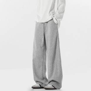 American High Street Casual Men's Pants Autumn Trendy Loose Thickened Sweatpants Heavy Drape Straight Pants