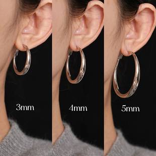 Cold Style Plain Hoop Earrings, Retro Hoop Earrings, Niche, High-End, Light, Luxurious Style, Simple, Non-Pierced Earrings