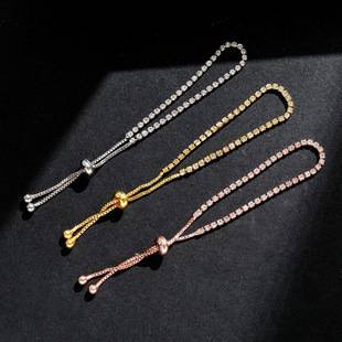 Cross-border high-end bracelet with diamond accents, simple DIY jewelry, adjustable bracelet, European and American fashion, elegant and light luxury bracelet