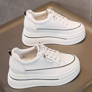 2025 New Versatile Ins-Style Soft Leather Lightweight Thick-Soled Sports Casual Shoes for Women with Height-Increasing Features