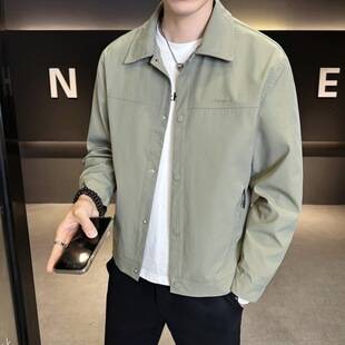 Dropshipping 2026 Spring New Men's Turn-Down Collar Jacket, Fashionable Versatile Trendy Stylish Coat in Gray and Black