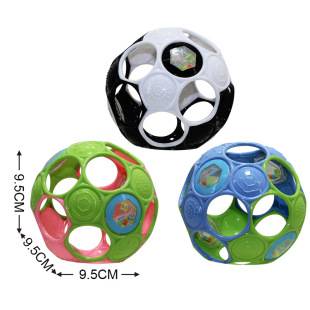 Infant early education educational toys can bite and hold large hole rattle soft rubber ball wholesale for 0-3 years old