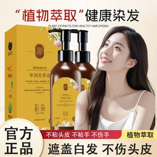 Qiaoneng Hair Dye Gel (Natural Brown) Single-Use Hair Dye Cream Floral Scent Yellow Bottle Hair Dye Sunset Hair Color