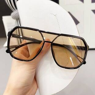 New stylish brown one-piece sunglasses for men, trendy large-frame sunglasses that make the face look smaller, high-end UV protection glasses for women