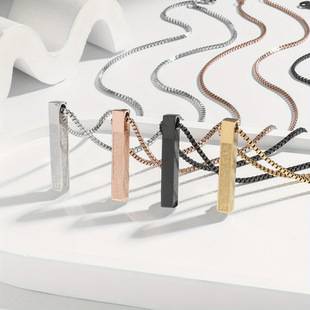 European and American Cross-Border Stainless Steel Pendant Column-Shaped Necklace, Simple and High-End Unisex Clavicle Chain, Niche Style Fashion Item
