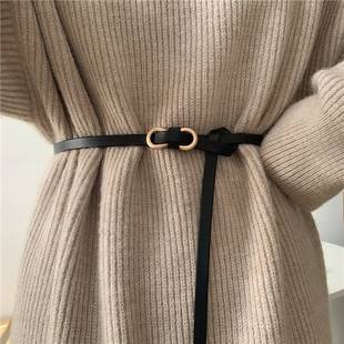 Thin Belt Women's PU Leather Ins Fashion Decorative Suit Coat Matching Skirt Sweater Tight Waist Knot Belt