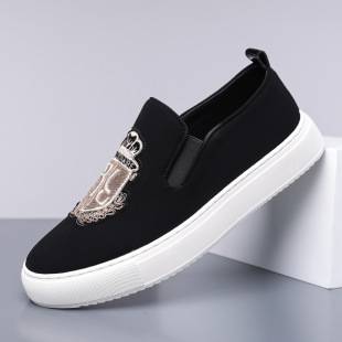 Men's Shoes Autumn New Trendy Casual Slip-On Loafers British Embroidered Slip-On Comfortable Trendy Shoes for Men