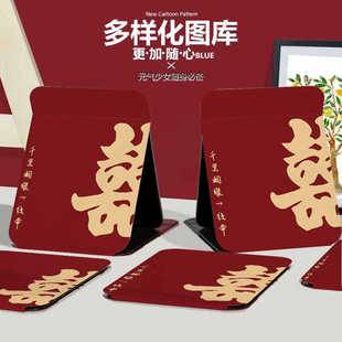 Red Wedding Mirror for the Bride, Portable Desktop Folding Mirror for Wedding Preparations