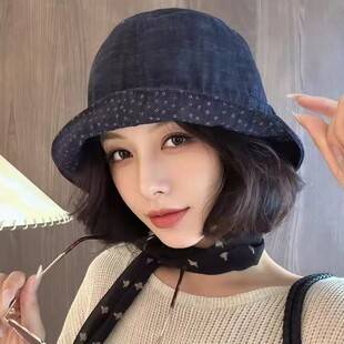 Korean-style small floral print reversible bucket hat for women, thin autumn style, face-slimming, versatile, sun protection, and sunshade hat
