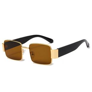 Cross-Frame Metal Small Square Glasses for Women, Ocean Lenses, Sunglasses for Large Faces, European and American Retro Style, Small Frame Square Sunglasses