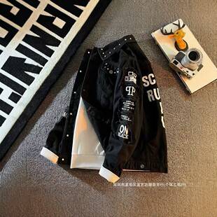 White denim jacket for men, trendy brand, 2026 new spring Korean style casual jacket for men