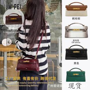 Jw Pei Handbag Noor Crocodile Pattern Kelly Bag New High-End Hand-Held Crossbody Bag Women's Bag 2t273