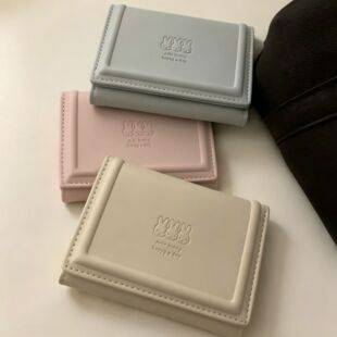 New Korean-Style Cream-Colored Wallet, Cute Pink-Blue Card Holder, Simple and Multifunctional, Exquisite Portable Gift for Female Students