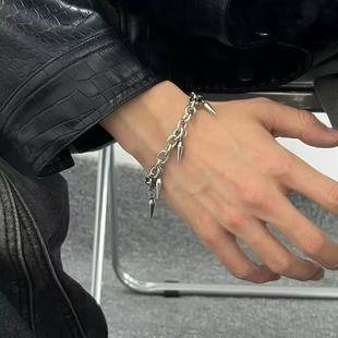 Student Trendy Titanium Steel Tassel Rivet Bracelet for Men and Women Niche Simple Fashion Hip-Hop Bracelet Bracelet Accessories Trendy