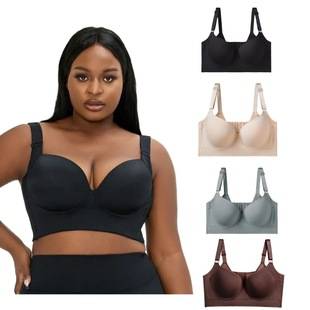 Cross-Border Spot Intimates Large Size Seamless Steel Ring Bra Push-Up Anti-Sagging Sports Beautiful Back Deep V Bra