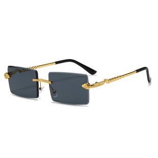 2026 New Model Snake-Shaped Metal Frameless Cut-Edge Sunglasses European and American Square Style Unisex Trendy Ins Street Style Sunglasses Wholesale