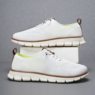 Cross-Border Popular Fashion Lightweight Running Shoes Lace-Up Sports Casual Men's Shoes Breathable Fly-Knit Loafers Men's Large Size Shoes