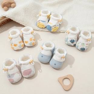 Baby's Winter Cotton Men's and Women's Baby fleece-lined Soft Sole Pre-step Shoe Cover 0-1 Years Old Anti-drop Thickened Warm Cotton Shoes