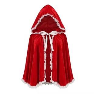 European and American Animation Peripheral Costumes Cosplay Costumes Little Red Riding Hood Hooded Cloak Red Cloak Lace Edge