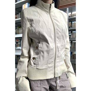 Fashionable Workwear Jacket for Women, Thin Style with Stand Collar, Slim Fit, Flattering, Unisex Spring and Autumn Coat, Niche Loose Casual Top