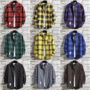 2020ins plaid shirt men's Hong Kong style outerwear Korean style trendy all-match internet celebrity very fairy long sleeve shirt shirt