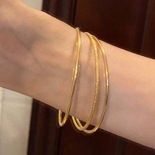 Jindian Same-style Three-generation Three-generation Three-generation Bracelet Women's Superior Sense Two-light One-sand Long-standing Color-free All-match First Jewelry