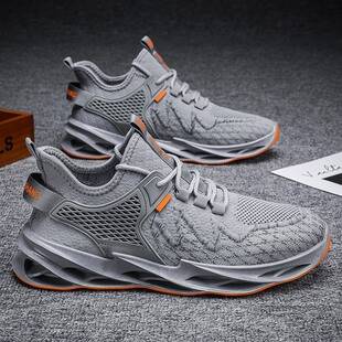 Men's Sports Shoes 2026 New Model Men's Shoes Flyknit Mesh Breathable Sports Shoes Men's Lace-Up Student Running Shoes Cross-Border