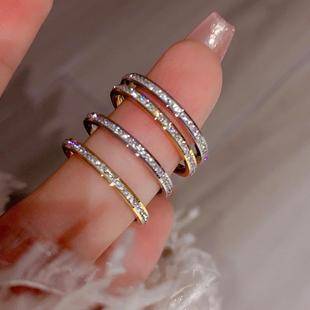 Titanium steel baby's breath star row diamond ring women's fashion temperament jewelry all-match accessories niche fresh ins cross-border hot sale