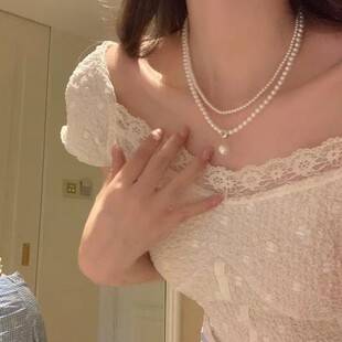 French Retro Pearl Double-Layer Necklace Millet Bead Accessories Women's High-End Accessible Luxury Niche Clavicle Chain Choker